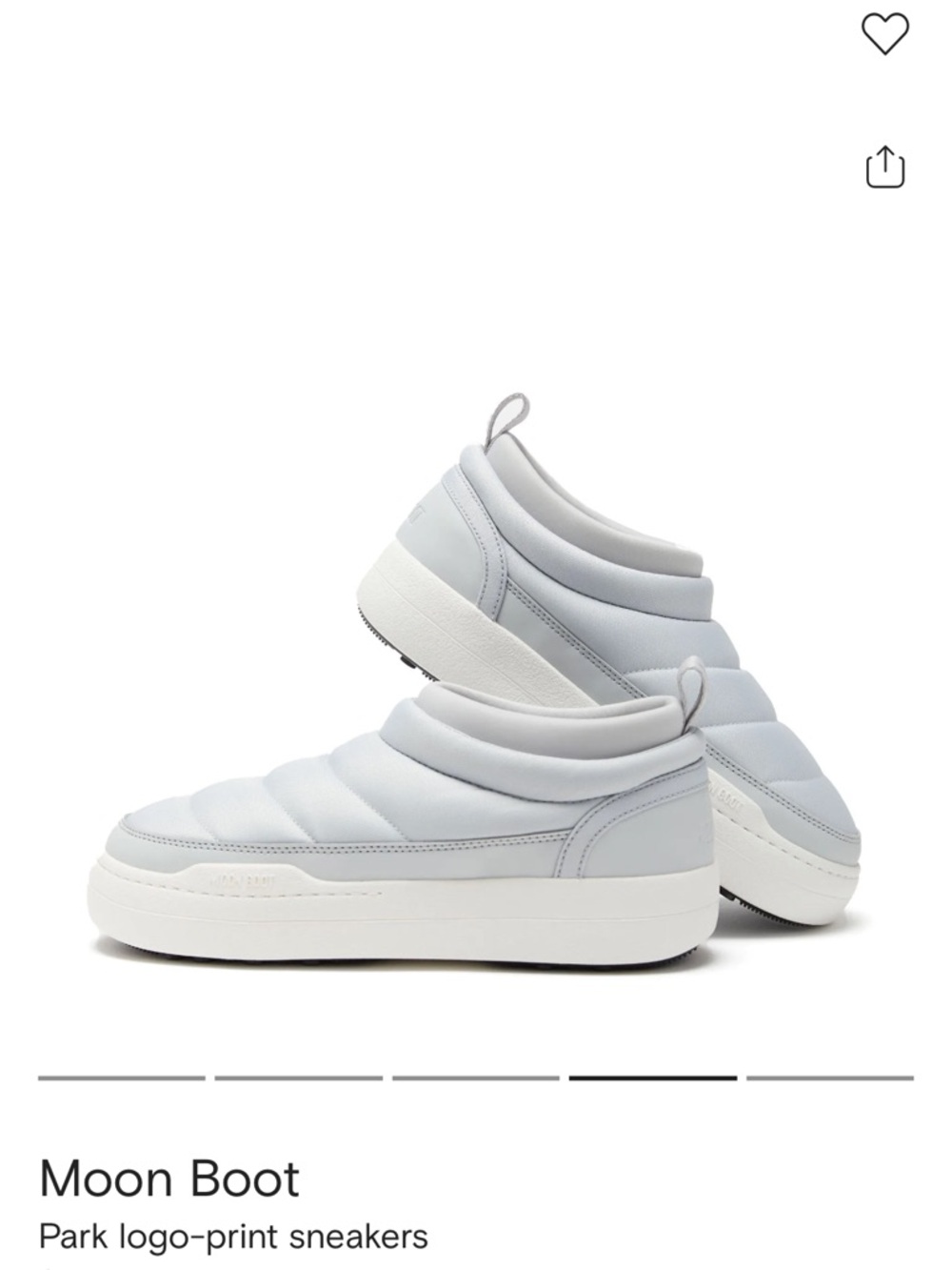 Moon boot Park logo-print Quilted Slip-On Sneakers in Light Gray and White